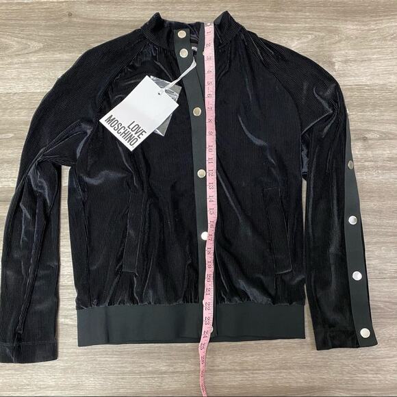 LOVE MOSCHINO Corduroy Bomber Jacket Black 44 - Picture 6 of 10
